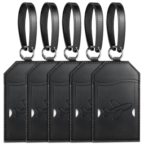 5 Pack Luggage Tags for Suitcases Bag Tag (5 Pack Black Plane)