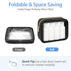 Clear Makeup Bag (2 Pack Black / Hybrid Traveler (1 Large & 1 Medium - Soft))