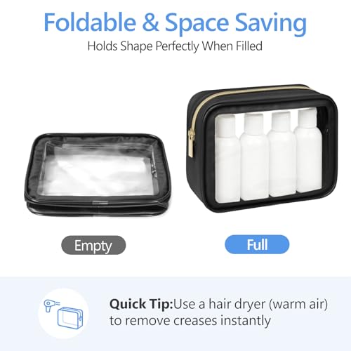 Clear Makeup Bag (2 Pack Black / Hybrid Traveler (1 Large & 1 Medium - Soft))