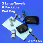 Microfiber Quick Dry Gym Towel (Pack of 3 / Laguna)