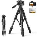 67" Camera Tripod with Rapid Leg Deployment for Video Photo Vlog (Black)