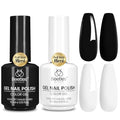 Beetles Black White Gel Polish Set (Q - Creme Black & White | Black & White (2 Pcs))