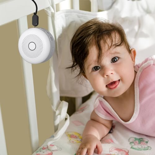 Portable White Noise Machine 30 Soothing Sounds Rechargeable Battery Small for Travel 32 Volume Control Noise Canceling Sleep Machine Sound Therapy for Baby Kids Adults (White)