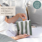Roamio Reusable Sandwich and Snack Bags (D2 Grn Stipe & Multi Check-Lg)