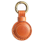 Genuine Leather Keychain Holder Compatible with Airtag 2nd & 1st Gen ([1 Pack] Brown V1.0)
