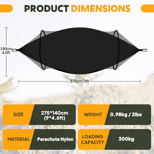 Ultra Light Travel Camping Hammock Pop (Black)