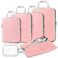6 Piece Compression Packing Cubes with Shoe Bag (6-Pink / 6 Set)