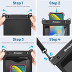 Large Waterproof Phone Pouch Up to 10" (Extra Large [10-inch] / [Black + Black] Large Waterproof Phone Pouch)