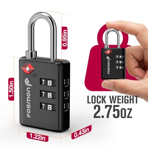 TSA Approved Luggage Locks (3 Digit Black 6 Pack)