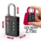 TSA Approved Locks for Luggage. Suitcase Locks with Open Alert Indicator (3 Digit Black 2 Pack)