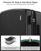 Checked Luggage 24 Inch Expandable Medium Suitcase with Wheels (Jet Black / 24 Inch EXT)