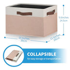 Large Fabric Storage Bins 6 Pack (Large-6 Pack / Beige Yellow & White)