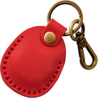 Genuine Leather Airtag Holder Compatible with Apple AirTag Keychain 2nd & 1st Gen (True Red)