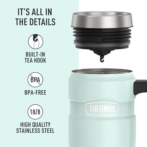 Stainless King Travel Mug with Handle (Matte Light Blue / 16 Ounces / Handle)