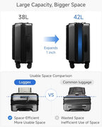 Front Pocket Expandable Carry On Luggage (Black / 20 Inch)