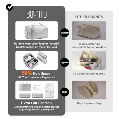 Travel Makeup Bag Cosmetic Bags for Women (L11 Silver)