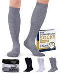Compression Socks for Men (Large / Black/White/Gray - 3 Pairs)