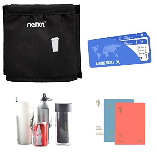 Luggage Travel Cup Holder Free Hand Drink Carrier (No Hook & Loop: Black)