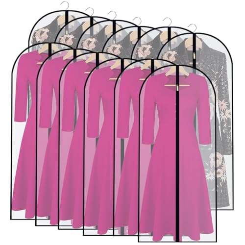 Garment Bag Covers 24"X55"Lightweight White PEVA Breathable Bags with Study Full Zipper for Coat Protector Travel Laundry Wardrobe Closet (Black / 24''X55'')