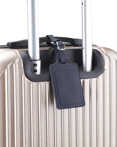 Leather Luggage Tags for Suitcases (Blue / 4 Pack)