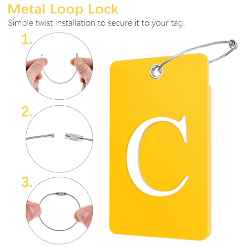 2 Pack Initial Luggage Tags for Suitcases Airplane Travel Essentials (Large C / Yellow)