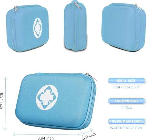 First Aid Kit 276PCS Car Home Camping Essentials Blue Emergency Kit (Blue-276pcs)