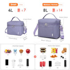 NOL Insulated Lunch Bags for Women Cooler Bag Lightweight Nylon Waterproof Lunch Box for Work (Light Purple / Small (4 Liters))