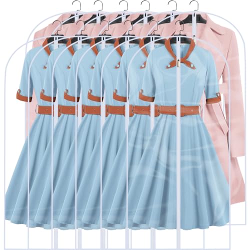 Clear Garment Bags Clothes Covers for Closet Storage (24'' x 48''/12 Pack / White-Clear)