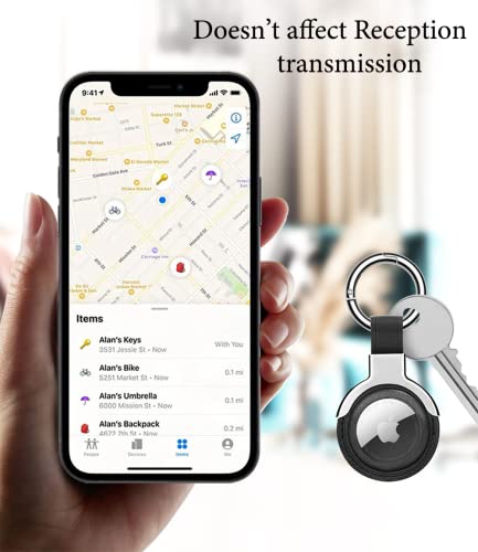 Compatible with AirTag Case Airtag Keyring Leather Protective Case AirTags Loop Holder Air Tags Protective Cover Airtag Key Chain Loop Holders for Luggage Dog Cat Pet Collar (Blue)
