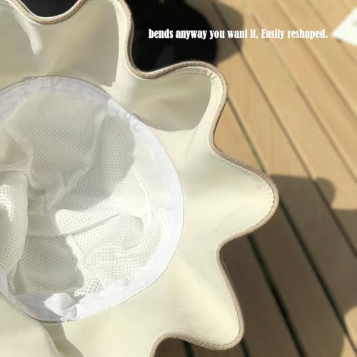 Wide Brim Hats for Woman Foldable Hats Sun Hats for Women uv Protection Bowknot Fishing hat Adjustable hat with Ponytail Hole Beige (Beige)