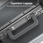 Zipperless Carry On Luggage Airline Approved Hard Suitcase 20" Grey (Grey / Carry-On 20 Inch (With 6PC Organizers))