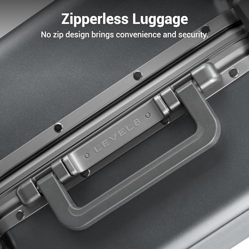Zipperless Carry On Luggage Airline Approved Hard Suitcase 20" Grey (Grey / Carry-On 20 Inch (With 6PC Organizers))