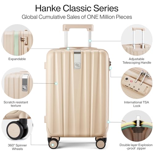 24 Inch Expandable Medium Checked Luggage with 8 Spinner Wheels (24 Inch EXT / Cuba Sand)