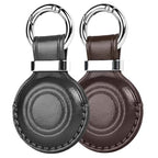 2 Pack] Leather Holder Keychain for AirTag 2nd Gen (C3-Black+Brown)