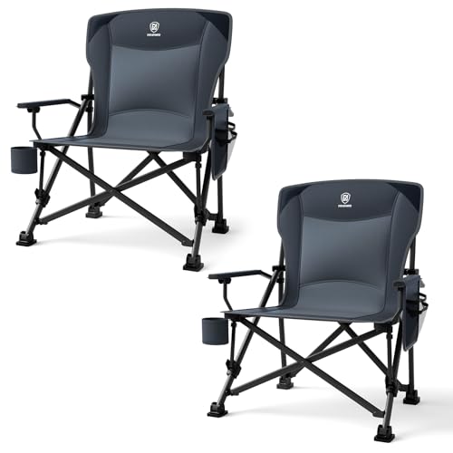 Oversized Folding Camping Chair for Adults (Grey-2pack)