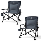 Oversized Folding Camping Chair for Adults (Grey-2pack)