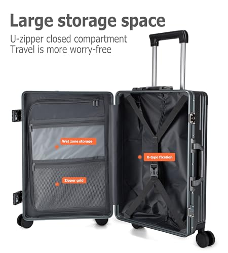 PC Hardside Carry On Luggage (A4-Grey (zipperless closure) / 22.5")