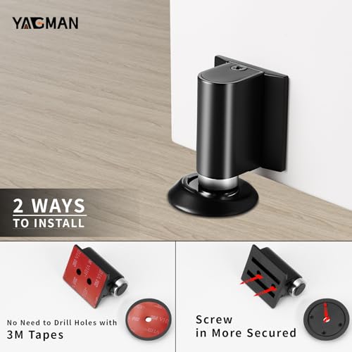 3 Pack Magnetic Door Stopper Floor Mount (Black)