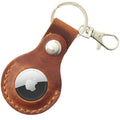 Toprank Leather Keychain Holder Compatible with Apple AirTag (Camel)