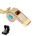 Blinged Blue Rhinestone Whistle for Coaches with Chain (Blue)