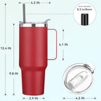 40 oz Stainless Steel Tumbler with Handle (Red / 40 Ounces-8)