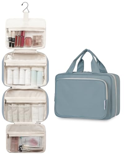 Travel Toiletry Bag for Women (A-Greyish Blue / Large)