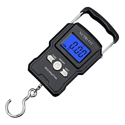 Luggage Scale Digital Suitcase Weighing Fish Portable for Travel (Jet Black)