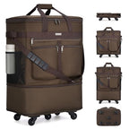 Expandable Luggage Bags for Travel Collapsible Suitcase with Wheels (Coffee)