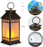 18" Solar Lanterns Outdoor Waterproof Flickering Flame Bronze (Antique Bronze)