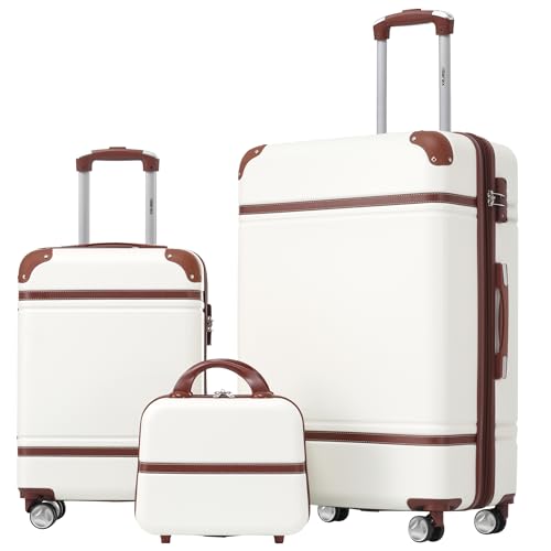 Luggage Set 2 Piece (Vintage Luggage / White(12+20+28))
