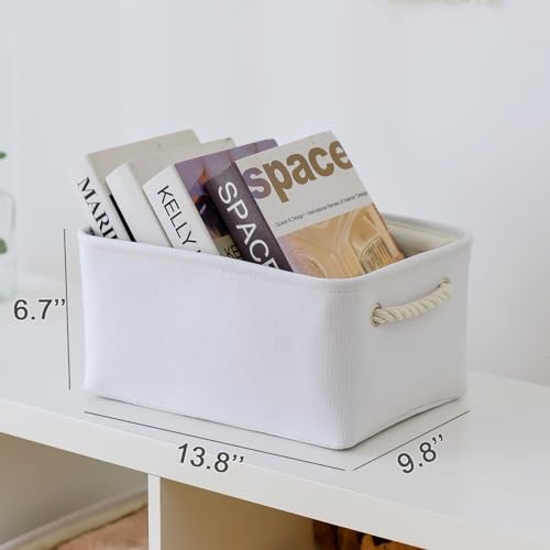 Storage Bins for Shelves (White Color / 3PCS/Medium -13.8Lx9.8Wx6.7H)