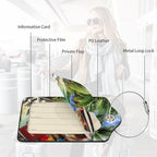 2 Pack Luggage Tags for suitcases Funny Cat TSA Approved Label Luggage Tag Baggage Tag Leather Stainless Steel Loop Label Tag for Men Women Travel Bag Suitcase (Funny Cat Passport)