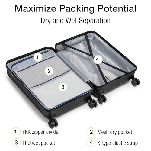Luggage Sets 2 Piece Suitcase Set Hardshell 20 inch (Black / 2-Piece Set (20/24))