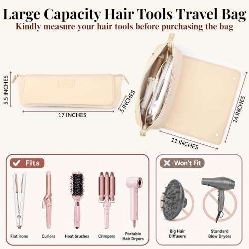 Hair Tools Travel Bag and Heat Resistant Mat 17" (Ivory)